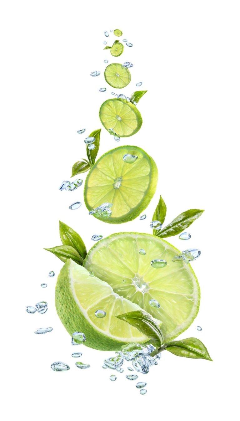 Floating splashing limes with water