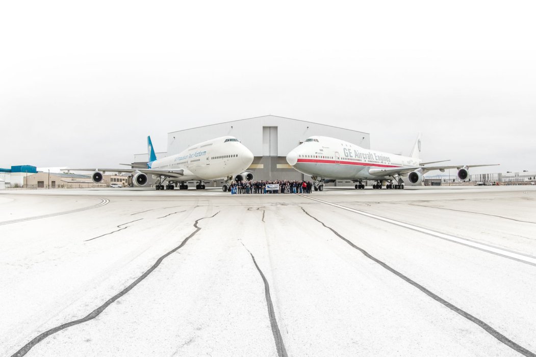 Two airplanes on a runway