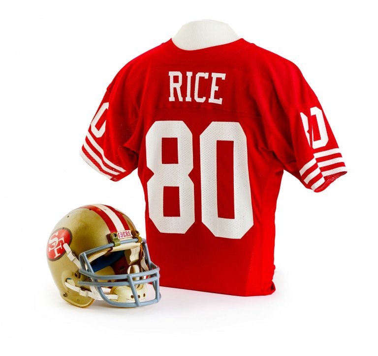 Jerry Rice's Jersey and Helmet