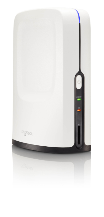 Angled view of internet modem device - Denver product photographer