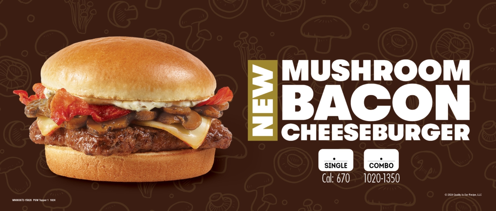 a cheeseburger with mushrooms and bacon