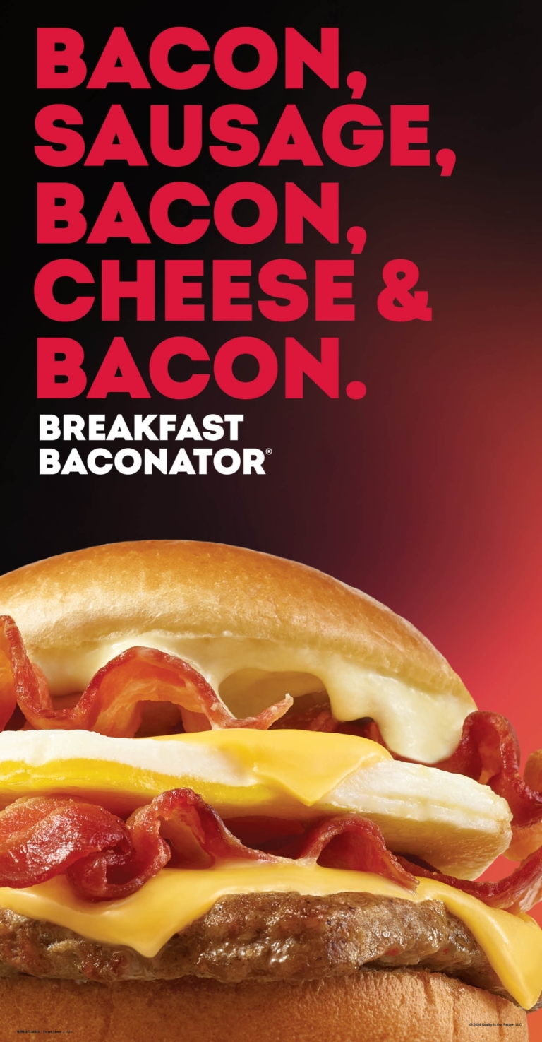 a close up of a bacon and cheese sandwich