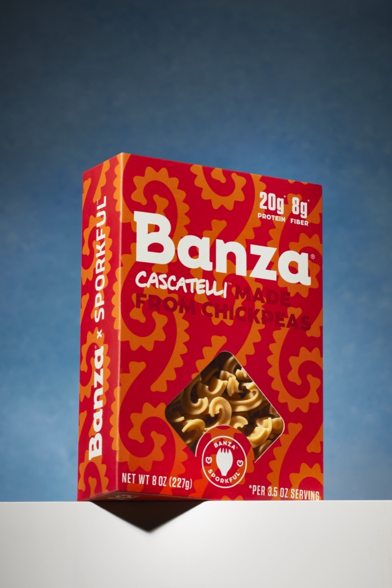 a red and orange box of pasta