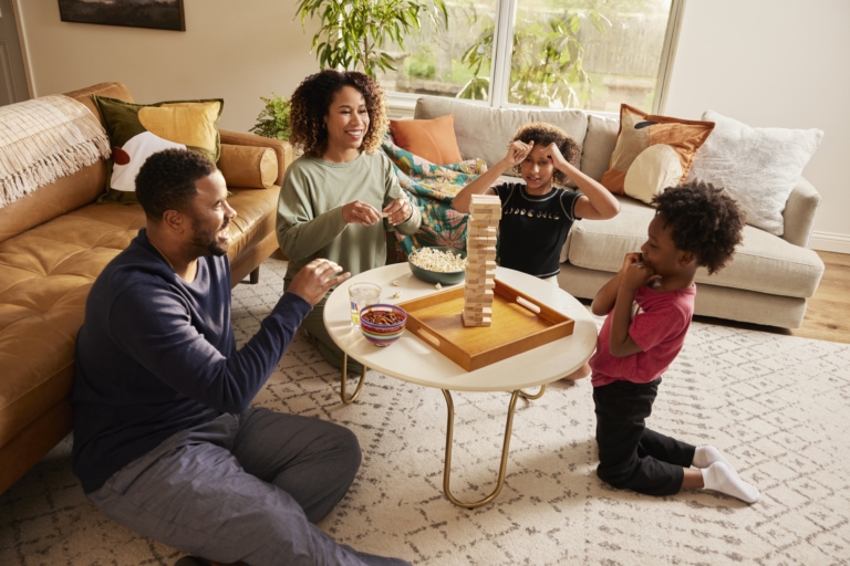a family playing a game