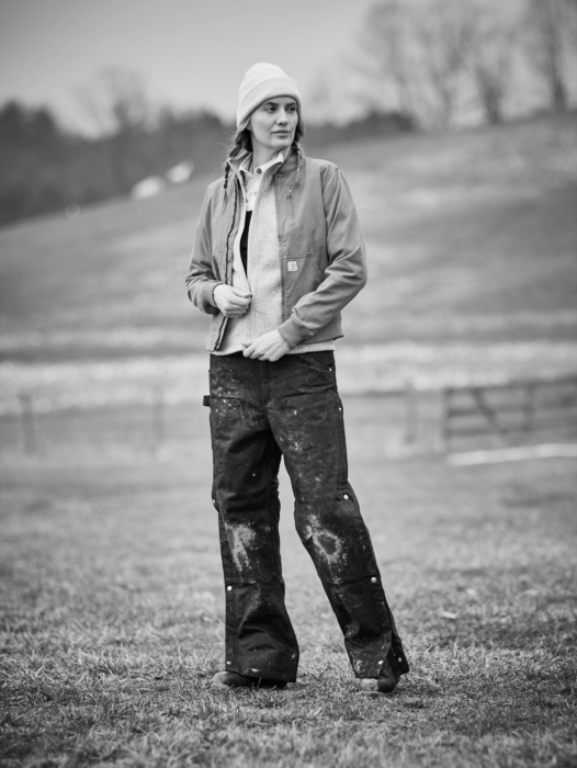 a woman in a hat and jeans, Cintas, construction, workplace, jobsite, on location