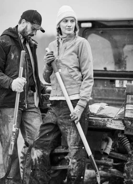 a man and woman holding shovels, Cintas, construction, workplace, jobsite, on location