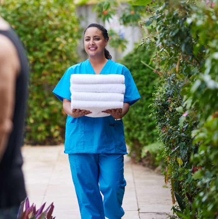hotel, hotel photography, hospitality photography, hospitality photography, woman, towels