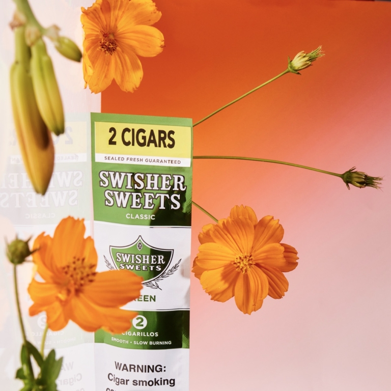 a box of cigarettes with flowers