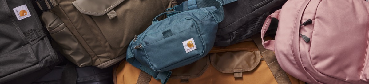 Close-up of a workwear bag with logo patch showing material and design detail