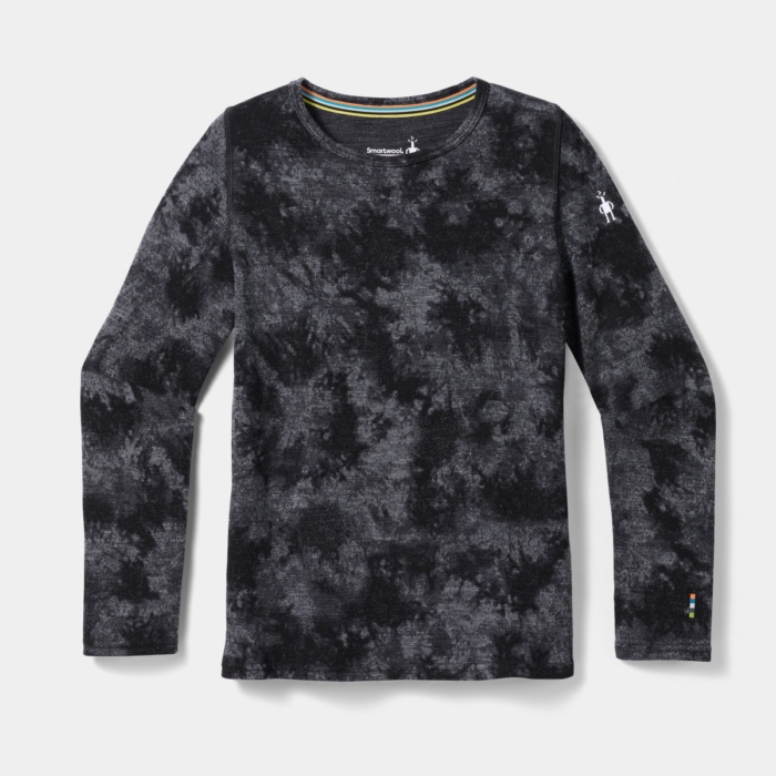 Long sleeve patterned shirt displayed on a white background